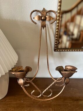 Metal Floral Wall Candle Holder - Copper color